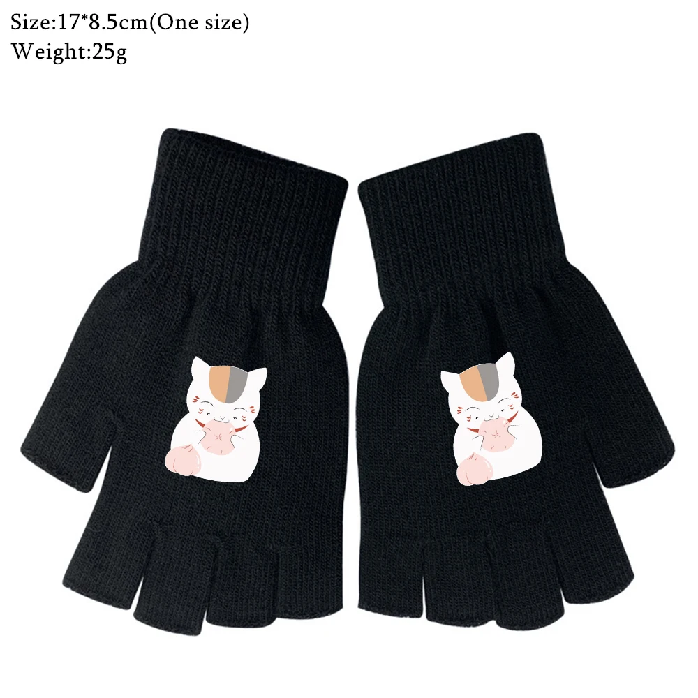 

Трикотажные перчатки с открытыми пальцами и мультяшным принтом, унисекс