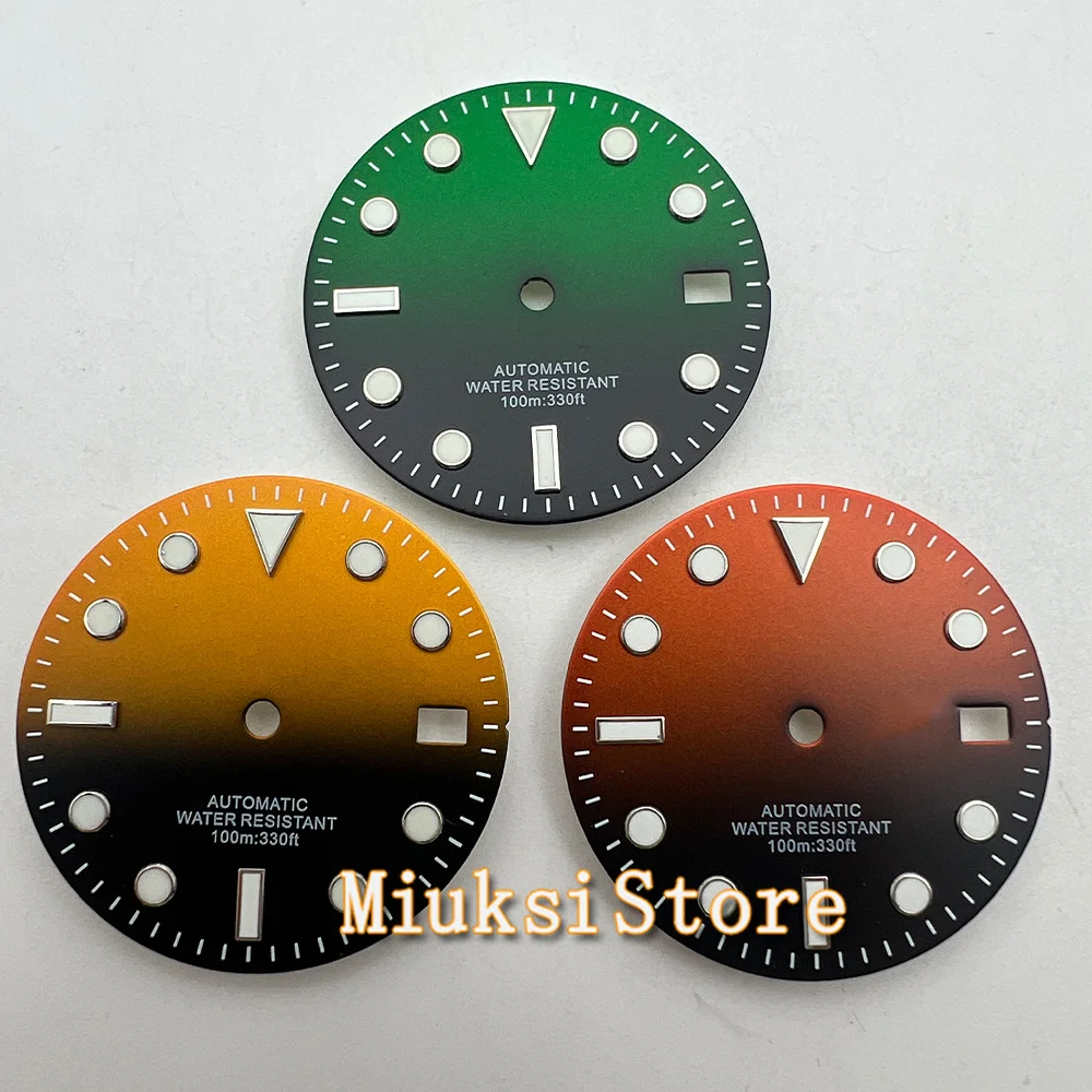 NH35 29 мм Циферблат часов Стерильный Черный Оранжевый Зеленый Желтый Светящийся