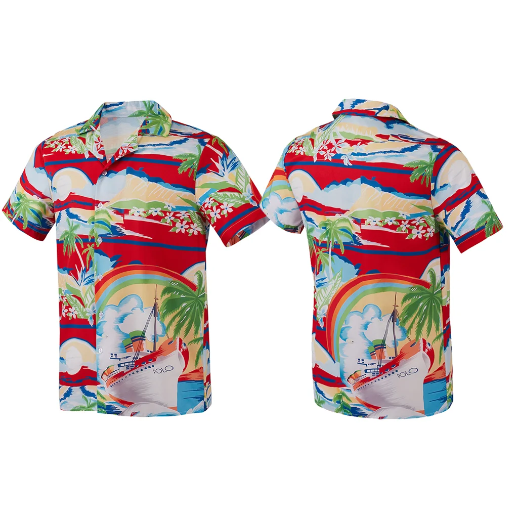 Гавайская пляжная рубашка с коротким рукавом для взрослых
