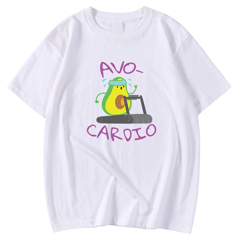 

Short Sleeve Men's Tee Shirts Summer Vintage T-Shirts Avocado Doing Sport On The Treadmill Print Tops Round Neck T Shirts Man