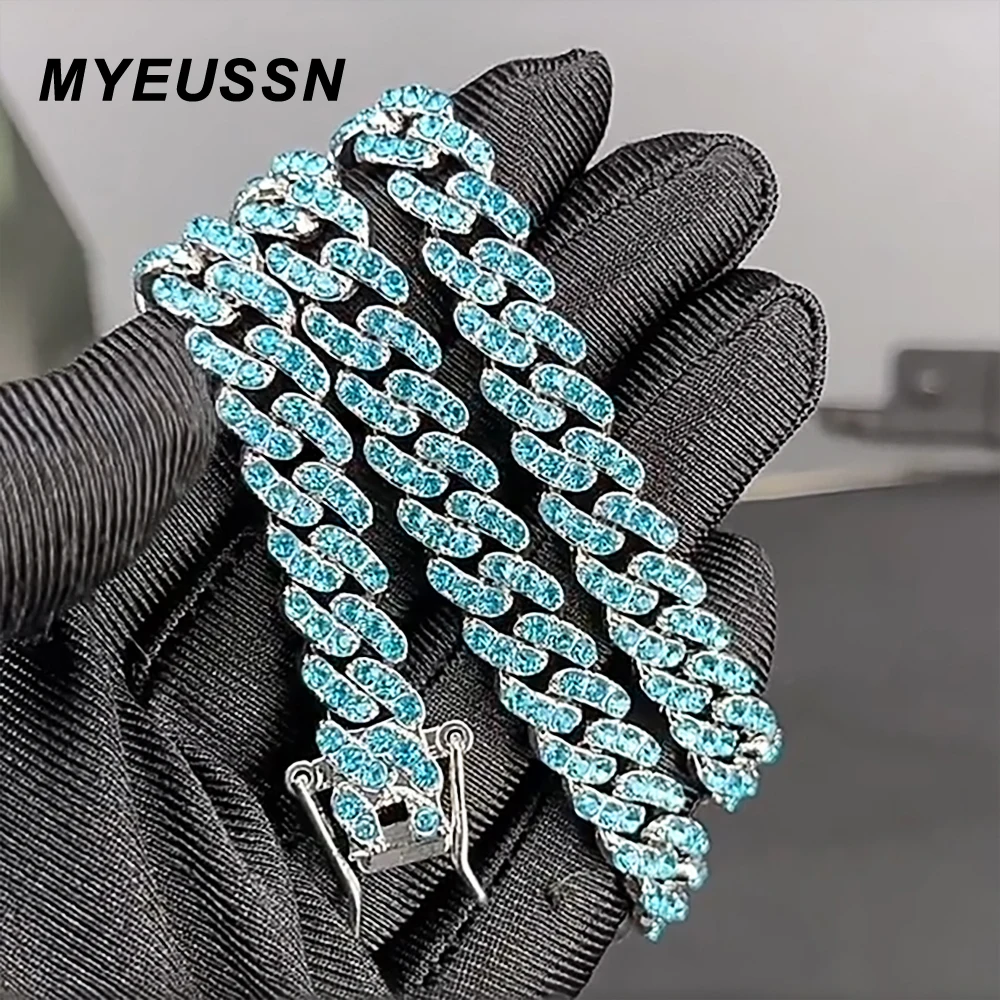 Ожерелье Стразы из кубинской цепи для мужчин и женщин Ювелирное Украшение в