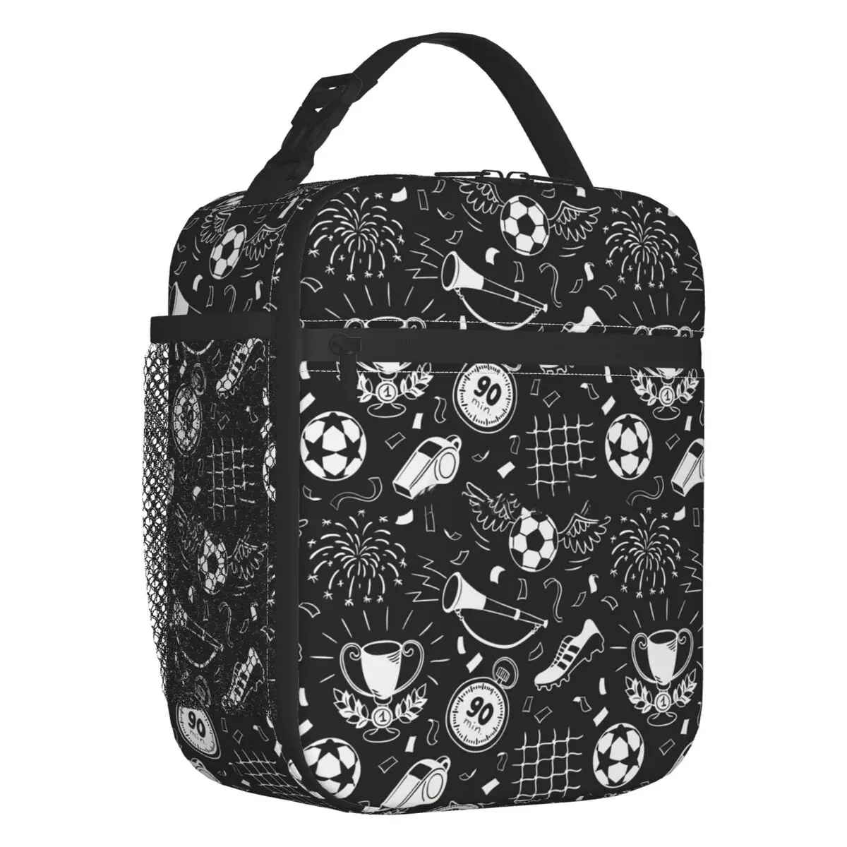 Custom Soccer Football Sport Pattern Lunch Bag Women Warm Cooler Insulated Lunch Box for Kids School Children