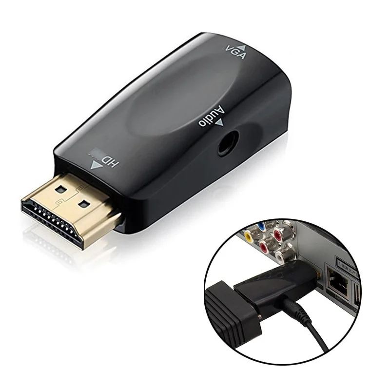 

HDMI-compatible To VGA Cable Male To Famale Converter Adapter 3.5 Mm Jack Audio HD For PC Laptop Audio TV Box Display Projector