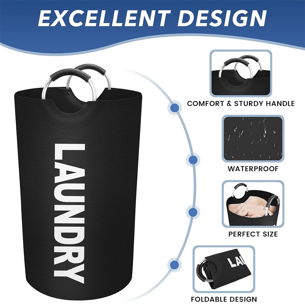 Вместительная складная корзина для белья с ручкой л