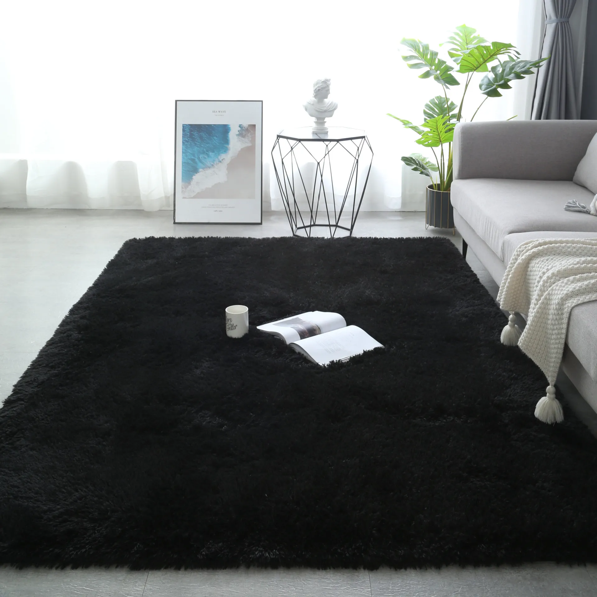 

Plush Pink Carpet Living Room Decoration Fluffy Rug Thick Bedroom Carpets Anti-slip Floor Soft Lounge Rugs Solid Large Carpets