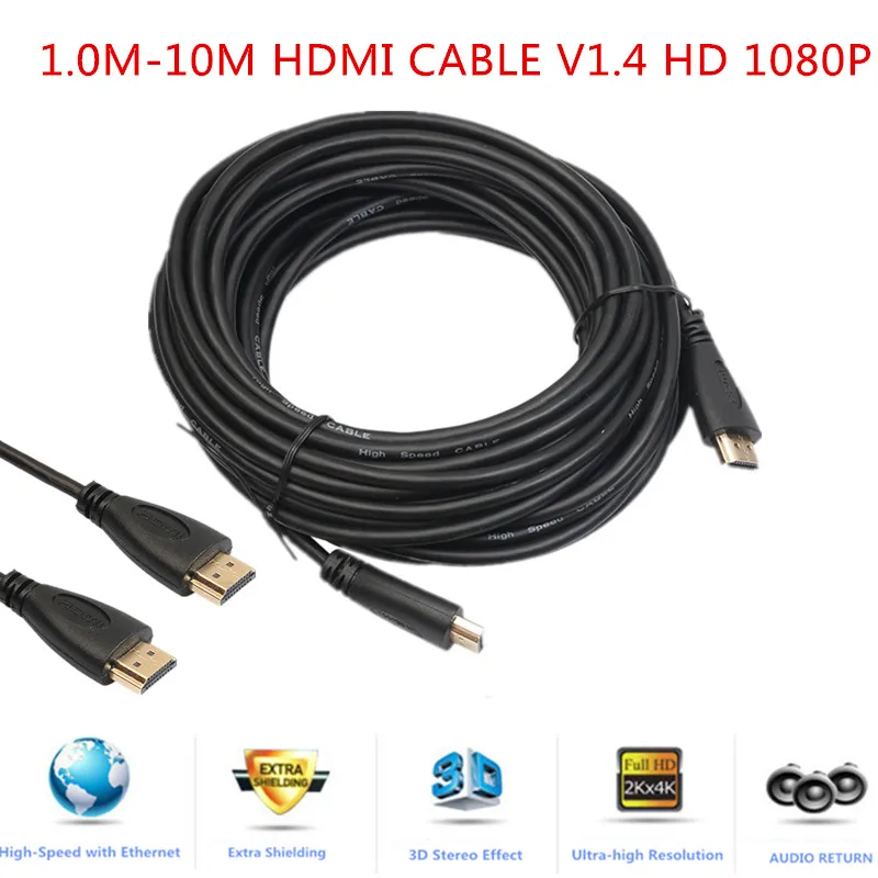 

3D HDTV кабели 1080P OD 4,2 мм HDMI-совместимый кабель видео для сплиттера переключателя проектора компьютера черный кабель с позолоченным штекером