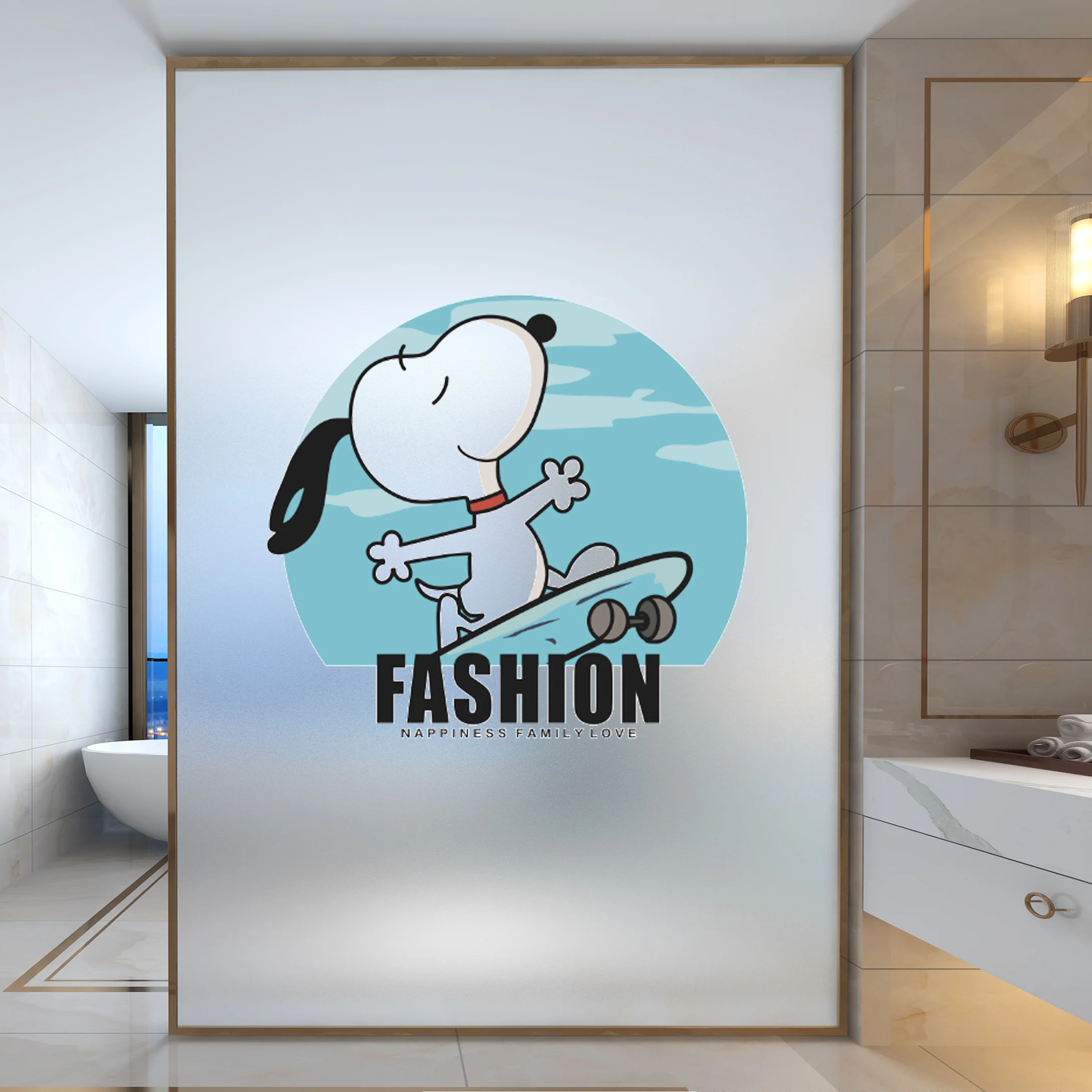 Мультяшные персонализированные стеклянные наклейки для ванной комнаты