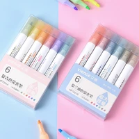6 colors highlighter double headed student marker pen hand account pen large capacity morandi color fluorescent note highlighter