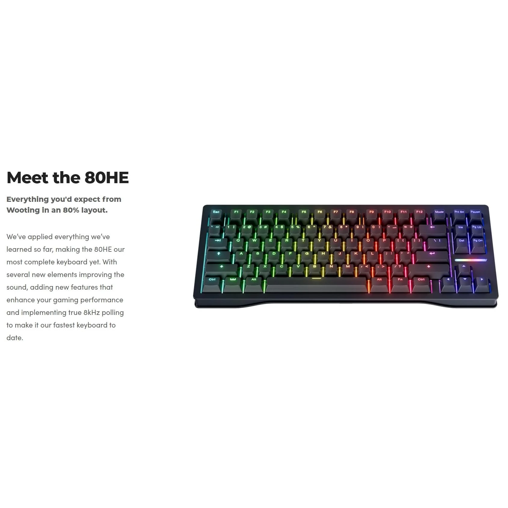 Беспроводная механическая клавиатура Wooting 80he Kirsite 8 кГц Polling Rapid Trigger Rappy Snappy с