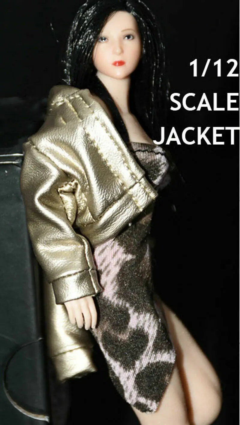 

Gold 1/12th Female Clothes Jacket Model for 6" T02 T03 Doll