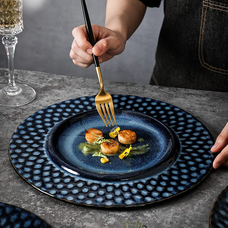 

2022 Новая Большая Керамическая обеденная тарелка Бытовая печь Суповая тарелка для отеля тарелка для пасты соломенная тарелка для шляпы