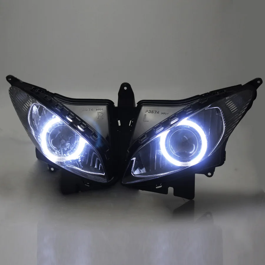 Пользовательская фара в сборе белый ангельский глаз HID-проектор для Yamaha FZ6S 2003-2009