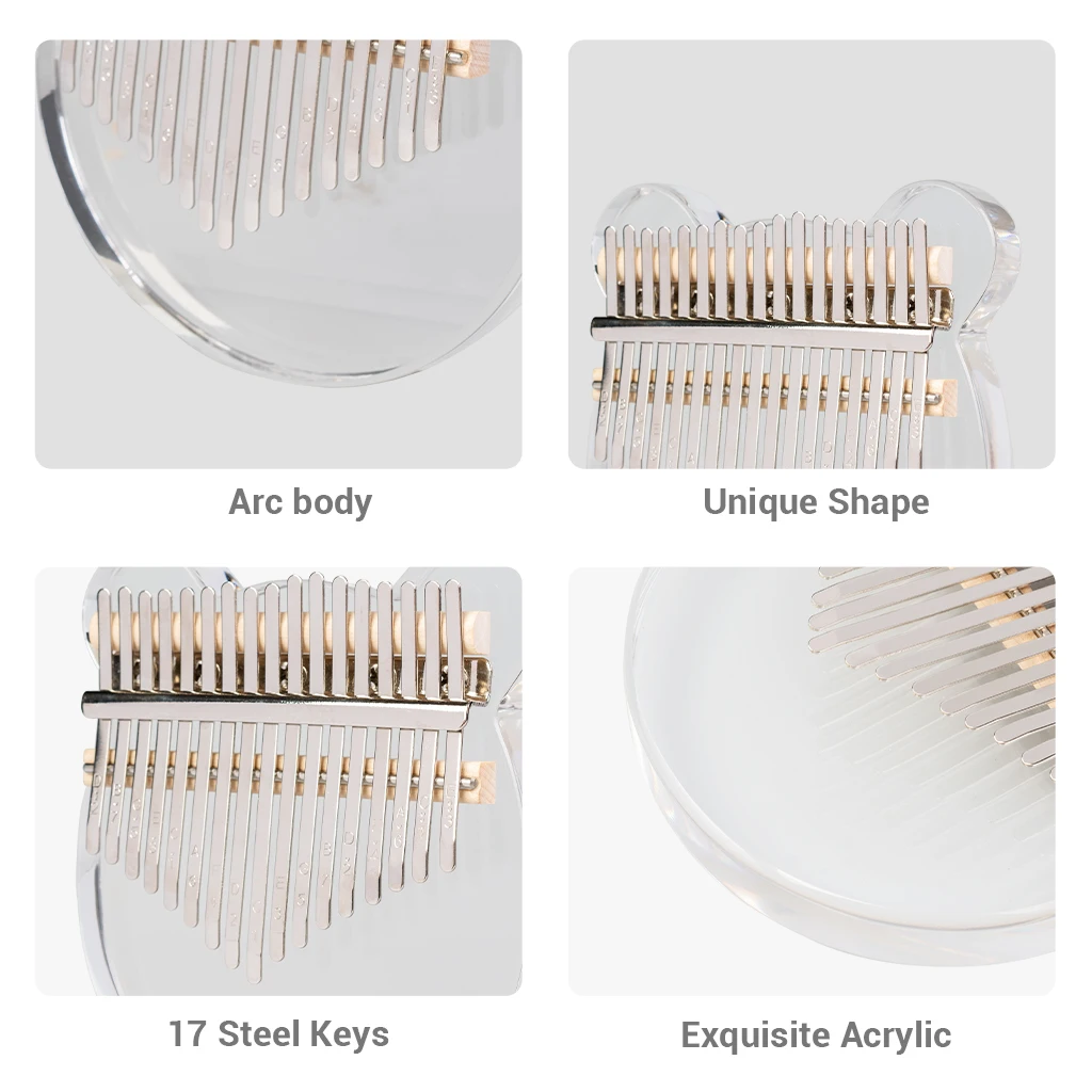 Mugig 17 Keys Thumb Piano With Eva Bag Crystal Kalimba Acrylic Mbira Finger Piano Gifts For Kids Adult Beginners W/Tuning Hammer