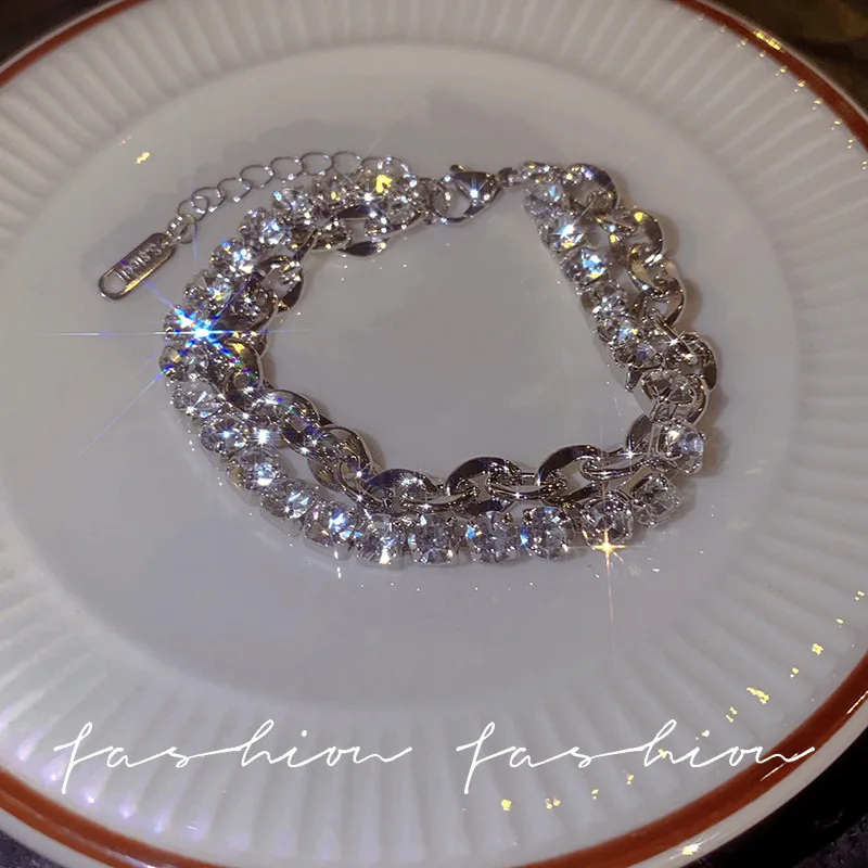 LW DANA New Artificial Austria Crystal Bracelet Fashion Shiny Stone Beads Elasticity Rope Strand Bracelets for Women Jewelry