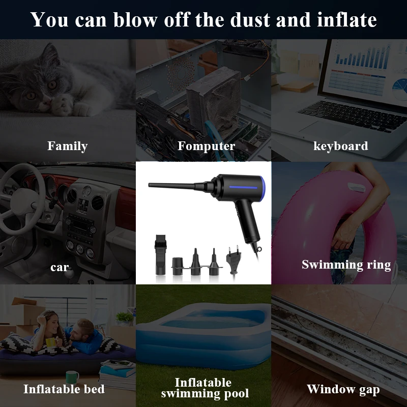 Электронная воздуходувка для очистки пыли волос крошек обрывов воздушной