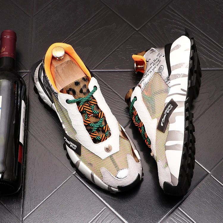 

2021 Designer men mesh shoes air breathable graffiti mix colors causal apartments platform moccasins sport walk tennis zapatos