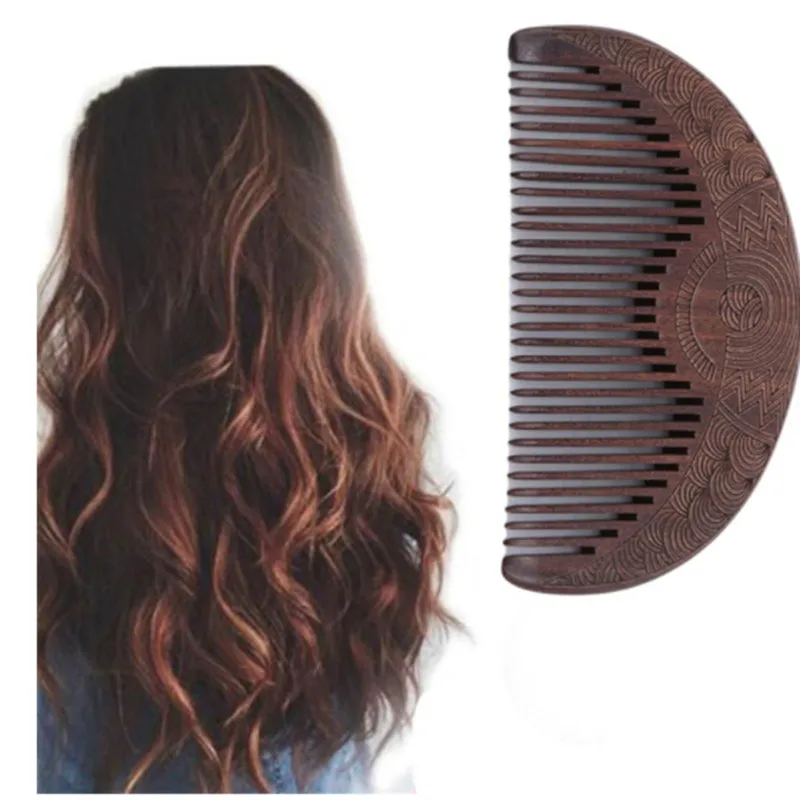 

2022 New Brown Color Hair Care Comb High Qaulity Anti-static Handmade Natural Wood Wooden Carved Sandalwood Combs