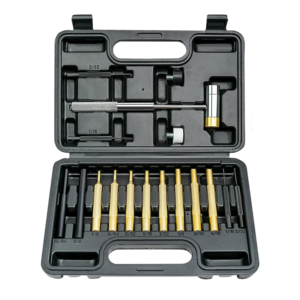 

19 Pcs Roll Pin Punch Set Gunsmithing Punch Tools Made of Solid Material Including Bench Block and Gun Cleaning Mat