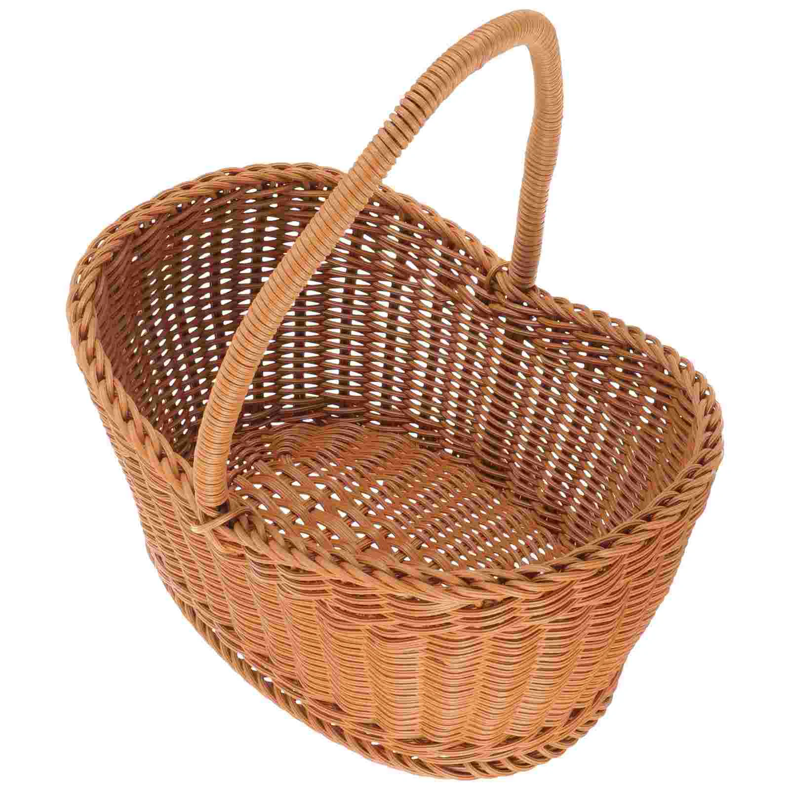 

Woven Hand Basket Hand-made Vegetable Camping Decor Imitation Rattan Baskets Storage Breads Holder Snacks Serving Fruits
