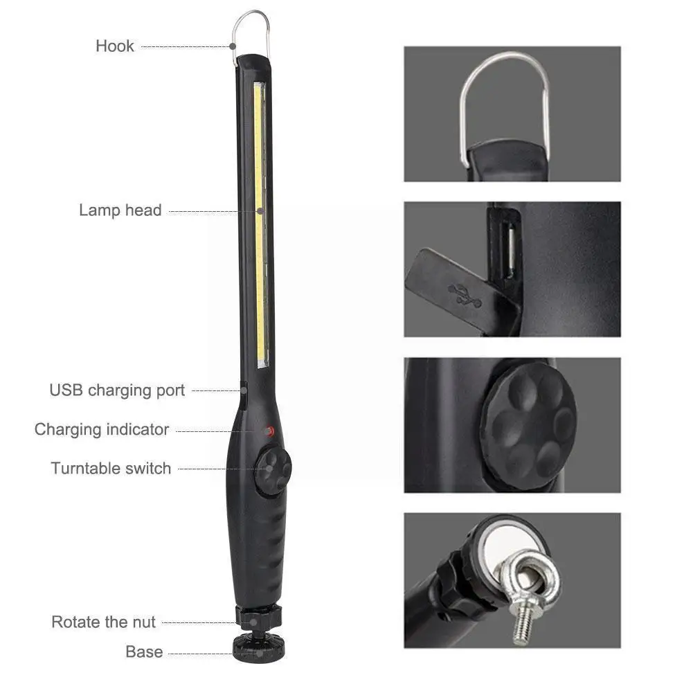 

Portable Spotlight Working Light 1pc Multifunction Flashlight Led Work Light Slim Lamp Work Light Rechargeable Outdoor Cob C5m9