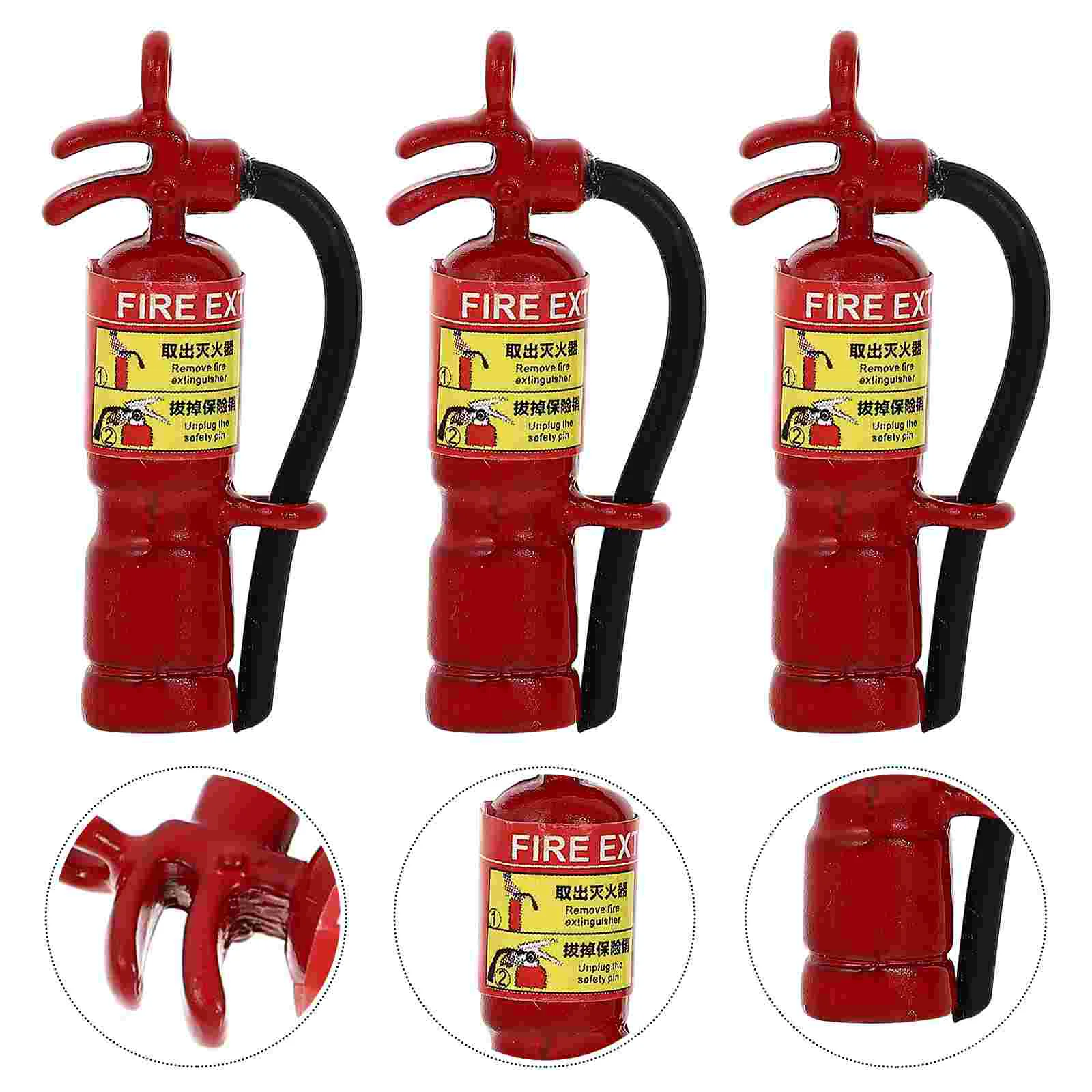 

3 Pcs Kids Mini Toys Fire Extinguisher Decorative Models House Accessories Decorate Ornament Metal Pendants Landscaping Child