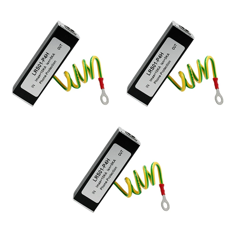 

3X Telephone Fax Surge Protector Thunder Arrestor RJ11 Kl01-P4H Black RJ11 ADSL
