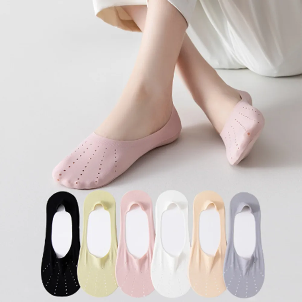 

Woman Ice silk ventilation Pure color Silicone Non-Slip short sock thin socks loafer Low Cut No Show Boat Invisible Socks W018