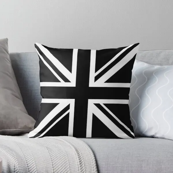 

Union Jack Blk Wht Printing Throw Pillow Cover Car Office Cushion Home Soft Hotel Bed Case Square Waist Pillows not include