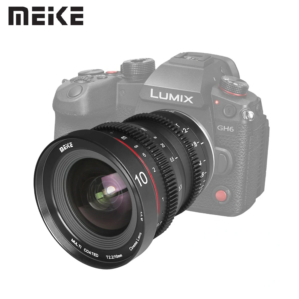 

Meike 10mm T2.2 S35 Cine Lens For Olympus Panasonic Lumix Micro Four Thirds M43 MFT M4/3 Mount BMPCC 4K Zcam E2 GH5 GH6 OM-1