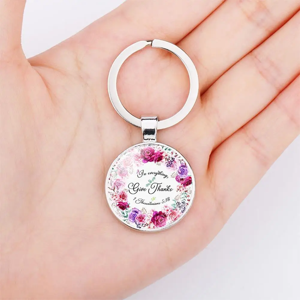 

Fashion Bible Verse Key Chains Handmade Glass Key Ring Scripture Quote Faith Jewelry Women Men Pendant Keyring Christian Gifts