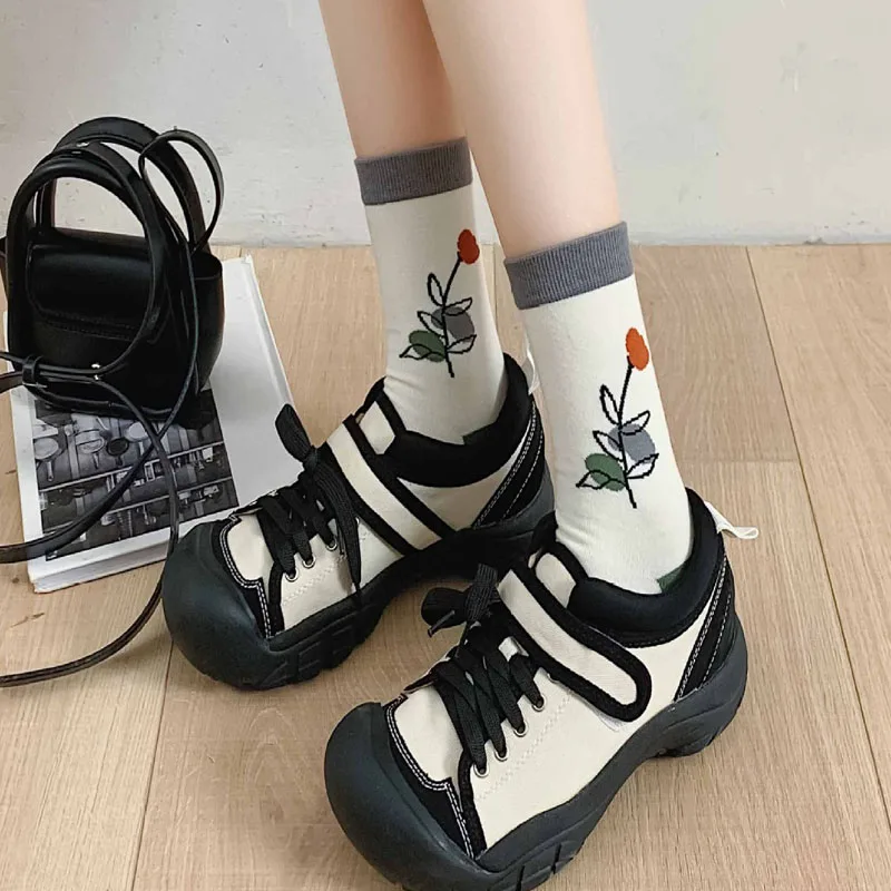 5pairs Lot Novelty Socks Spring Autumn Casual Cotton Korean Style Socks Women Plaid Heart Cotton Short Socks
