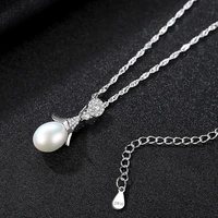 meibapjreal freshwater pearl simple personality flower pendant necklace 925 solid silver fine jewelry for women