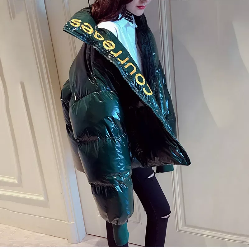 New2022 Winter Glossy Down Parka women's Waterproof Coat Embroidery jacket large size Loose Winter Warm Thick Parka Women Ja