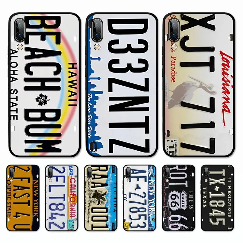 

Retro Funny License Plate Number Phone Case for Vivo Y91C Y11 17 19 17 67 81 Oppo A9 2020 Realme c3