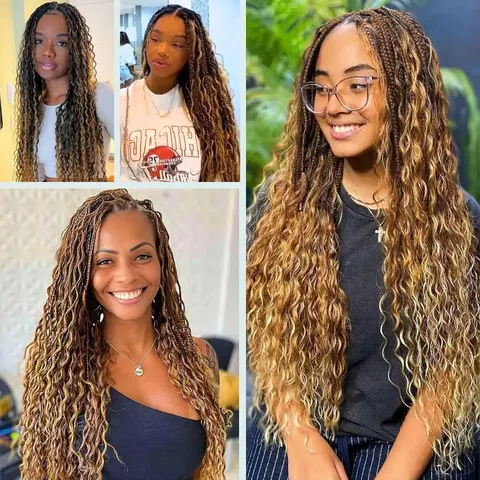 Человеческие волосы с глубокой волной, плетеные волосы для косичек без узлов в стиле бохо, насыпью двойные натянутые волосы P4/27, подчеркивающие волнистые волосы без узлов для плетения