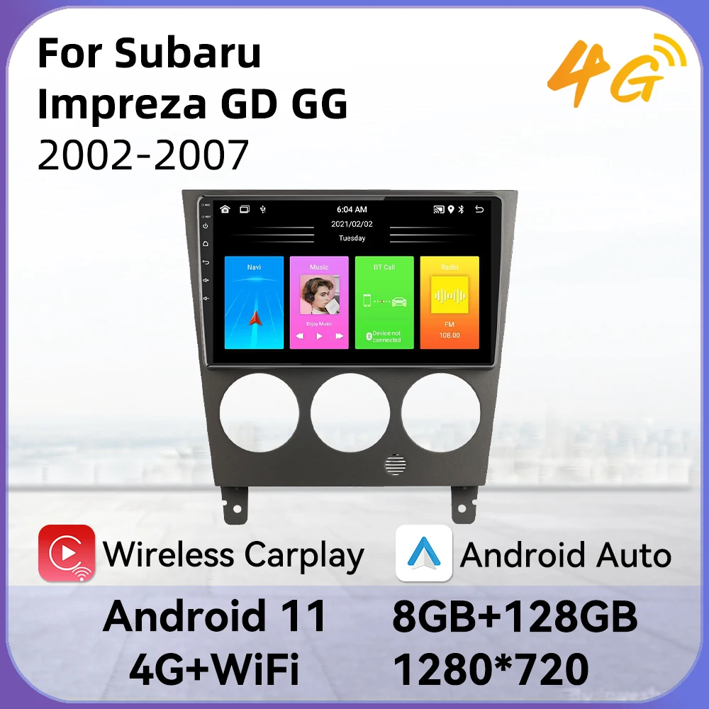 

Автомагнитола 2 Din на Android для Subaru Impreza GD GG 2002-2007, мультимедийный плеер с GPS-навигацией, головное устройство на Android с рамкой