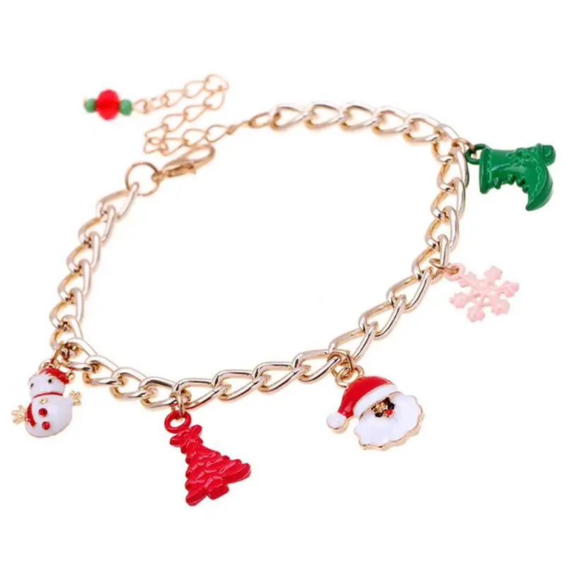 

Clasp Charm Bracelet Christmas Adjustable Christmas Charm Bracelet Silver Plated Snowflake Tree Reindeer Snowman Bling Beads
