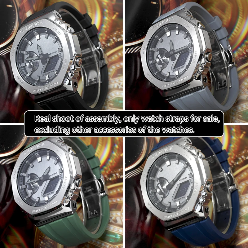 Casioak MOD Kit Compatible Fluororubber Strap Modified Watchband For Casio G-SHOCK GM2100 GM-2100B Watch Accessories With Tool