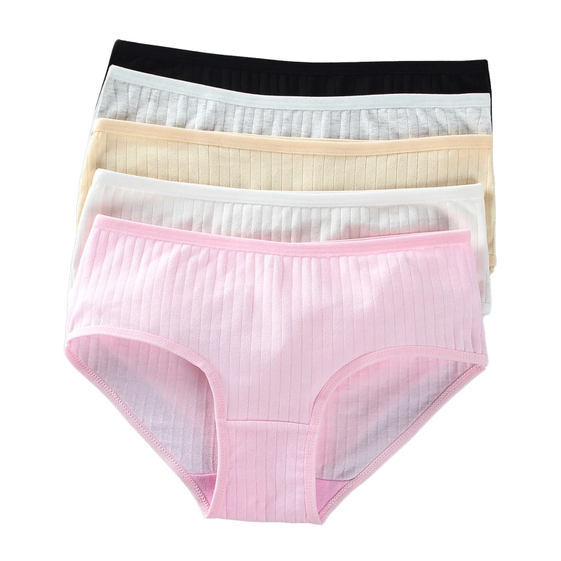 

Teen Kids Girls Underwear Breathable Soft Cotton Panties Summer Thin Ribbed Solid Color Brief Intimate Hipster Underpant 85DE