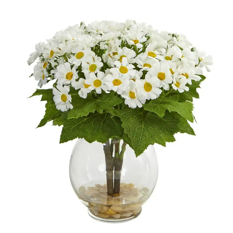

Daisy Artificial Flowers in Fluted Vase, White