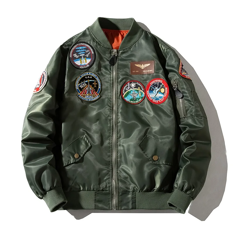 

Hip hop Jacket Men High quality Thick Army Navy White Military motorcycle Ma-1 aviator Pilot Men Baseball Bomber Jacket Men