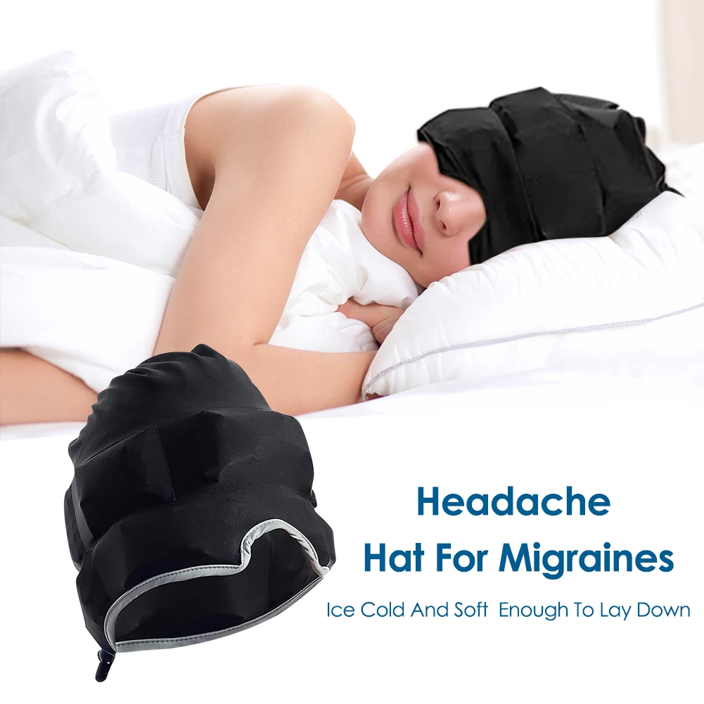 

Gel Headache Hat Reusable Migraine Relief Cap Wrap Head Cold Therapy Migraine Relief Mask Elastic Wearable Durable Massage Tool