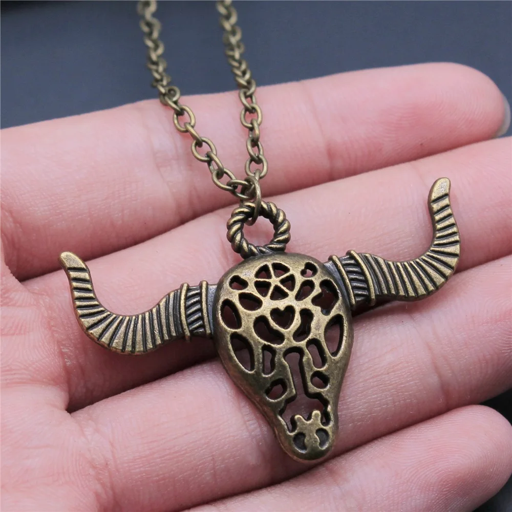 Ожерелье с кулоном Ngau Tau, размер 50x34 мм, двух цветов для мужчин и женщин, с длинной цепочкой, аксессуары ювелирные, метод дропшиппинг.