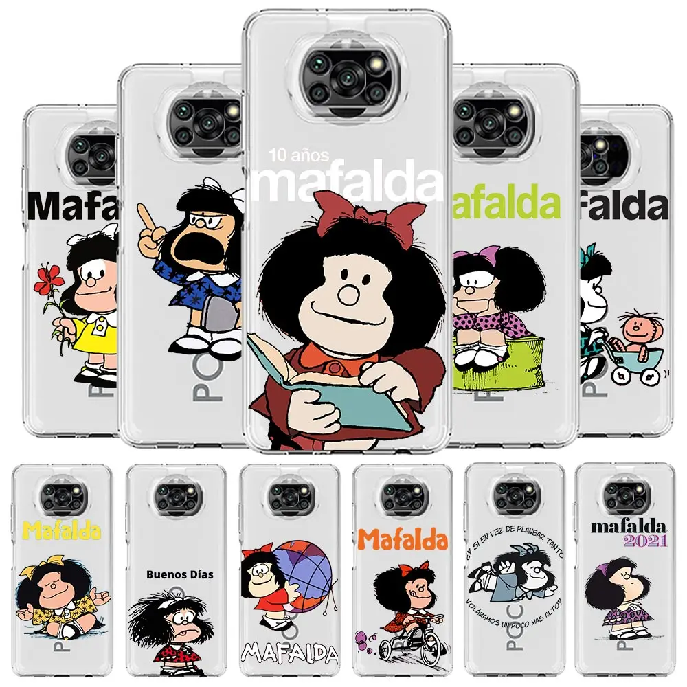 

Mafalda Cute Anime Phone Case For Xiaomi Mi 12T 10 12 Lite 11 Ultra 11X 11T Pro 11i Poco X4 X3 NFC F3 F4 M3 M4 Soft Clear Cover