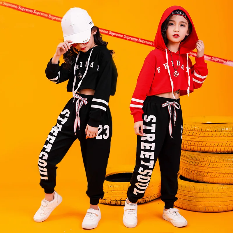Комплект одежды для девочек в стиле хип-хоп с коротким капюшоном Детская