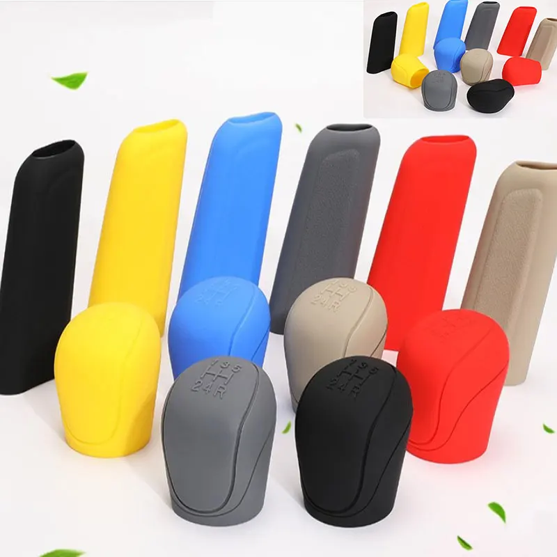 

2pcs Universal Car Gear Hand Shift Knob Cover Silicone Handbrake Non-Slip Protectors Hand Brake Covers