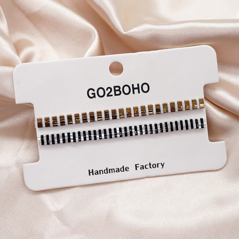 Go2Boho 2 шт./лот Miyuki Tila Набор браслетов 2022 новые модные ювелирные изделия черный