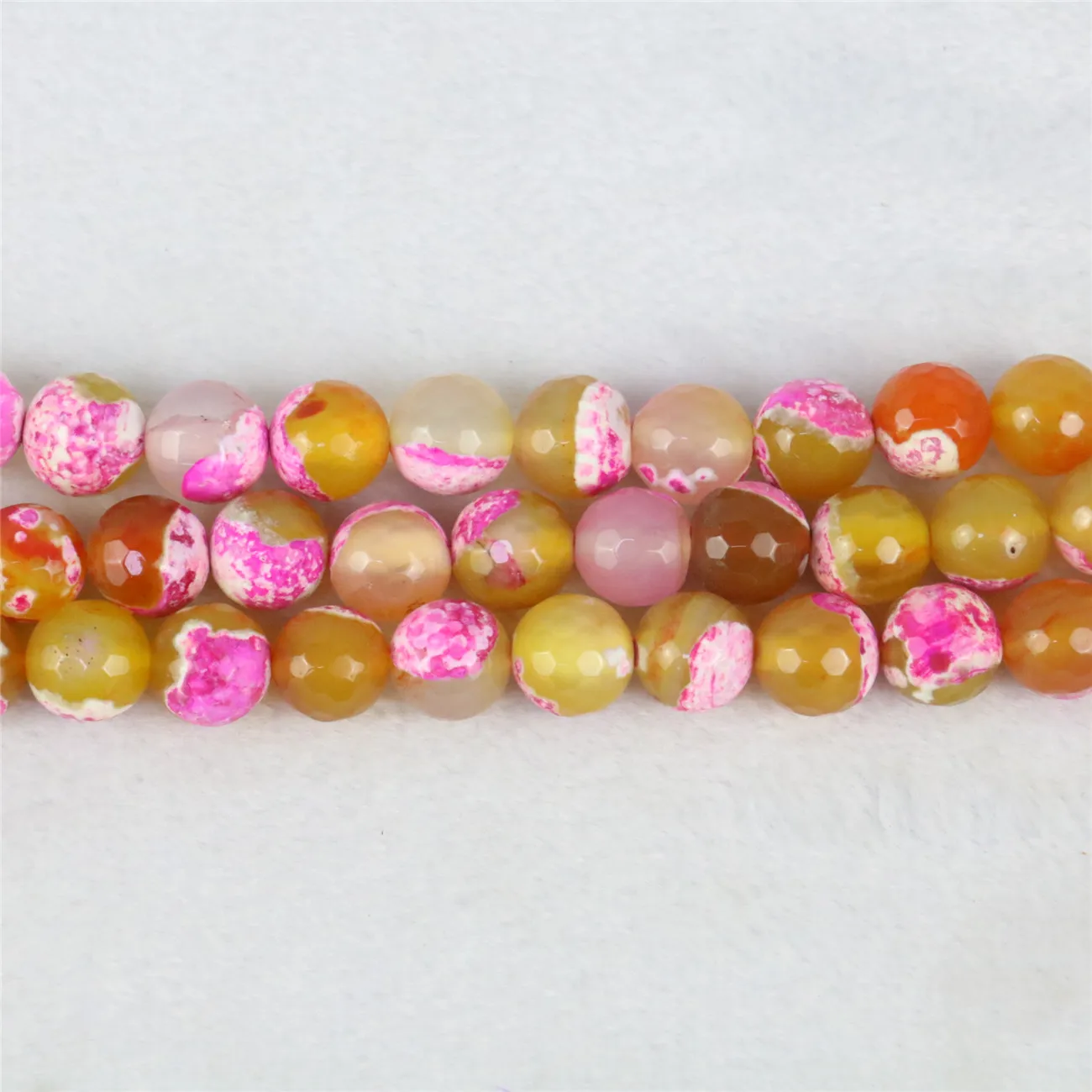 

10mm Faceted Round Pink Yellow Agates Onyx Loose Beads Natural Stone Women Girls DIY Ornaments Fashion Jewelry Making Design
