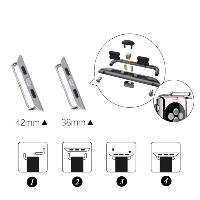 Connector Adapter for Apple Watch Series 6 40mm 49mm Band Connectors for Apple Watch 44mm 45/41mm Stainless Steel 8 7 SE 5 4 3