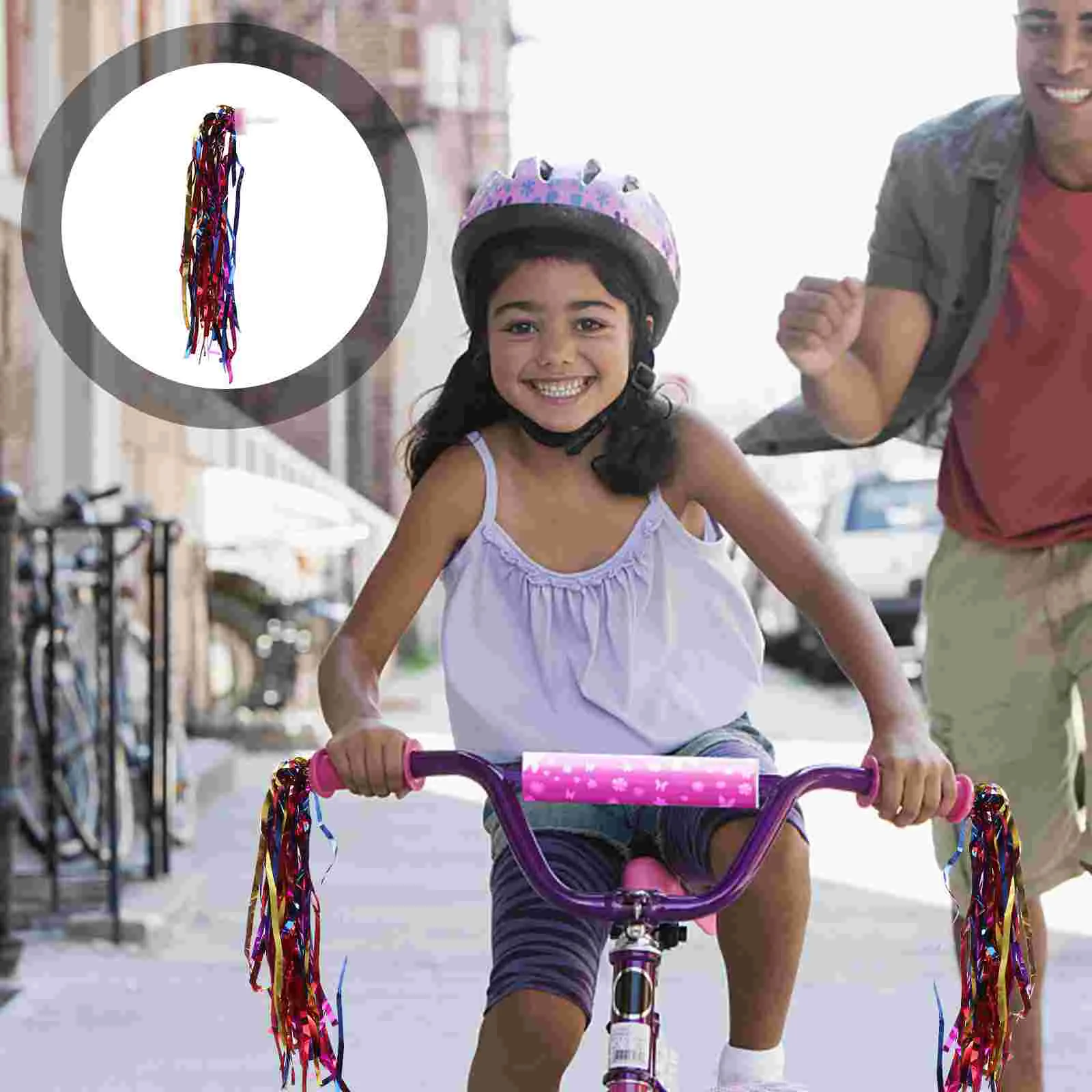 

Bike Tassel Handlebar Ribbon Scooter Streamers Grips Kids Girls Accessories Children Tassels Handgrip Cycling Ribbons Rainbow